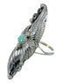 Southwest Turquoise Authentic Sterling Silver Scalloped Leaf Ring Size 7-1/2 YX89534